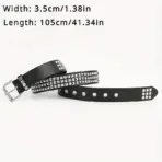 2026 New Square Bead Rivet Belt Metal Pyramid Belt Men and Women Punk Hardware Jeans Belt Y2K Belt Designer Belt Women's Belts - Image 6