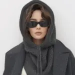 Winter Balaclava Hat Scarf for Women Warm Knitted Hooded Caps Outdoor Warm One-Piece Neck Collar Beanies Hats for Girls