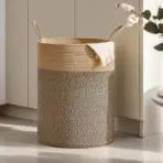 Large Storage Basket Tall Woven Decorative Laundry Hamper With Handles Foldable Cotton Rope for Clothes Kids Toys Living Room - Image 7