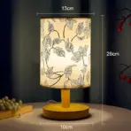 LED Square Decoration Table Lamps Simple Chinese Style Dimmable EU Plug Night Light Fabric Lampshade Bedroom Bedside Lights - Image 7