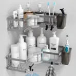No Drilling Triangle Corner Shelf, Adhesive Wall Mounted Storage Rack for Bathroom and Kitchen – Space Saving - Image 9