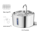 ZYFeeder 2.2L Automatic Water Fountain Stainless Steel Pet Water Feeder Cat/Dog Drink Bowl Water Dispenser Silent With Window - Image 9