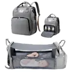3 In 1 Diaper Bag Backpack Foldable Baby Bed Waterproof Travel Bag with USB Charge Diaper Bag Backpack with Changing Bed 3 types - Image 13