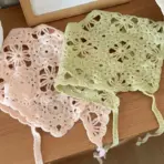 Fashion Knitted Headscarf Women French Pastoral Style Triangle Headband Handmade Crochet Headband Towel Retro Flower Headscarf - Image 3