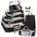 6PCS Travel Compressed Packing Cubes Storage Organizer Set With Shoe Bag Mesh Visual Luggage Portable Lightweight Suitcase Bag - Image 12