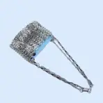Silver Shiny Bag Handmade Woven Beaded Sequin Bag Mobile Phone Bag Long Shoulder Strap Single Shoulder Crossbody Bag for Women - Image 5
