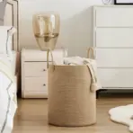 Large Storage Basket Tall Woven Decorative Laundry Hamper With Handles Foldable Cotton Rope for Clothes Kids Toys Living Room - Image 4