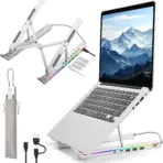 KEBIDUMEI Foldable Laptop Stand 4IN1 USB RGB Stand Portable Notebook Bracket Support Base Aluminum Alloy Holder For Macbook PC - Image 2