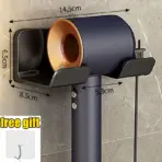 Hair Dryer Holder Wall Mounted Wall Dryer Cradle White Black Grey Hairdryer Blow Dryer Organizer for Bathroom Bathroom Shelves - Image 12