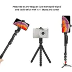 360° Rotating Phone Tripod Mount 1/4 Screw Phone Clip Holder Tripod Bluetooth Remote Extension Pole for iPhone Vlog 1/2/5 Pack - Image 5