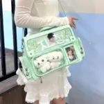 New Y2K Cute Ita Bag Harajuku Girl Transparent Pocket Large Capacity Crossbody Bag Lolita DIY Badge Display Casual Shoulder Bags