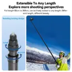 VIKEFON 3M Carbon Fiber Selfie Stick Aluminum Alloy Selfie Stick for Insta360 X3/ONE X2 / RS for GoPro Hero 11 10 9 8 DJI Action - Image 4