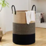 Large Storage Basket Tall Woven Decorative Laundry Hamper With Handles Foldable Cotton Rope for Clothes Kids Toys Living Room - Image 13