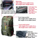 80L 50L Men's Outdoor Backpack Climbing Travel Rucksack Sports Camping Hiking Backpack School Bag Pack For Male Female Women - Image 3