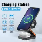 3 in 1 Foldable Charging Station Fast Magnetic Wireless Charger Stand for iPhone 17 16 15 14 13 12 Apple Watch 8 7 6 Airpods Pro - Image 3