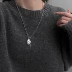LATS Stainless Steel Long with Baroque Pearls Necklace for Women Adjustable Chain Sweater Accessories Fashion Jewelry - Image 6