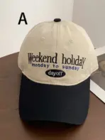 1 unisex all season fashionable pure cotton retro letter WEEKEND HOLIDAY baseball cap - Image 2