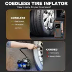 Portable Car Jump Starter with Air Pump 5000A Peak, 10.5 Bar Maximum Inflation Auto Tyre Inflator Battery Starters with LED - Image 5