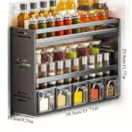 New Kitchen Spice Shelf Wall-mounted Spice Storage Rack Kitchen Seasoning Organizer Holder No Punching Required Storage Shelf - Image 8