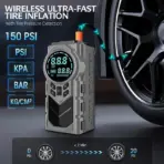 Compact 12V 2-in-1 Car Jump Starter & Tire Inflator - JKUOO 150PSI Inflation, -40°C Resistant, LED Light USB Ports - Image 3