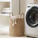 Large Storage Basket Tall Woven Decorative Laundry Hamper With Handles Foldable Cotton Rope for Clothes Kids Toys Living Room - Image 2