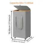 (60L/100L )Large Capacity Foldable Laundry Basket (60L/100L), Rectangular Dirty Clothes Hamper with Wheels, Detachable Liner - Image 11