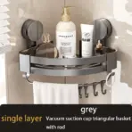 Suction Cup Shower Corner Shelf – Wall Mounted No-Drill Organizer for Shampoo Bottles, Bathroom Storage Rack - Image 9