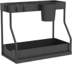 Under Sink Storage Organizers with Hanging Hooks 2 Tier Pull Out Drawers Cabinet Organiser Kitchen Rack for Bathroom - Image 8