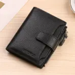 RFID Anti-Theft Brush New Three Fold Multi Fold Genuine Leather Cowhide Wallet Multifunctional anti Tamper Magnetic Card Bag Sho - Image 9