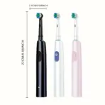 Round Rotating Electric Toothbrush for Adults, Soft Bristles, 5 Cleaning Modes, USB Rechargeable, with 4/8 Replacement Heads - Image 5