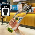 1500ML/2000ML large capacity high borosilicate glass water bottle transparent milk juice cup outdoor portable thermos cup - Image 9