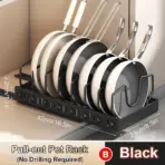 Under Cabinet Sliding Pots and Pans Organizer - Pull Out Kitchen Storage Tray with 8 Adjustable Dividers for Lids and Cookware - Image 9