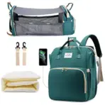 3 In 1 Diaper Bag Backpack Foldable Baby Bed Waterproof Travel Bag with USB Charge Diaper Bag Backpack with Changing Bed 3 types - Image 9