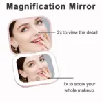 2X Magnifying Compact Vanity Makeup Mirror with Lights Travel Mini Folding Portable Handheld Pocket LED Cosmetic Mirror for Gift - Image 3