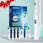 Round Rotating Electric Toothbrush for Adults, Soft Bristles, 5 Cleaning Modes, USB Rechargeable, with 4/8 Replacement Heads - Image 7