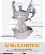Egobaby 360 Omni Baby Carrier Cotton Breathable Ergonomic Backpacks Holder Shoulder Waist Belt Sling Suspenders - Image 2