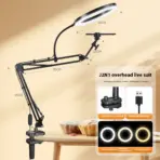 Ring Light with Stand and Phone Holder USB Ring Light with Clamp Overhead Camera Selfie Flexible Desk Tripod for Photography - Image 7