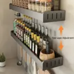 Wall Mounted Kitchen Condimenters Spice Rack Organizer Shelf Kitchen Storage Wall Shelf Organizers Hanging Hook Rack For Kitchen - Image 3