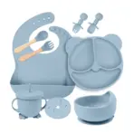 Food Grade Silicone Child Dish Set Baby Feeding Bowl Suction Plate Straw Cup Wooden Spoon Fork for Kids Tableware Toddler Dishes - Image 9