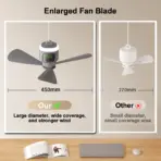 12000mAh Portable Ceiling Fans Outdoor Camping Fan Tent Air Circulator Cooler Rechargeable Electric Fan Remote Control LED Light - Image 2
