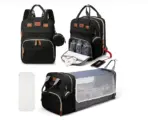 3 In 1 Diaper Bag Backpack Foldable Baby Bed Waterproof Travel Bag with USB Charge Diaper Bag Backpack with Changing Bed 3 types - Image 11