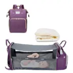 3 In 1 Diaper Bag Backpack Foldable Baby Bed Waterproof Travel Bag with USB Charge Diaper Bag Backpack with Changing Bed 3 types - Image 14