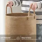 Large Storage Basket Tall Woven Decorative Laundry Hamper With Handles Foldable Cotton Rope for Clothes Kids Toys Living Room - Image 5