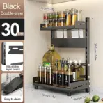 3 Tier Spice Storage Rack for Countertop Adjustable Spice Organization for Cabinet Kitchen Organizer Metal Shelf Black - Image 8