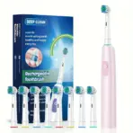 Round Rotating Electric Toothbrush for Adults, Soft Bristles, 5 Cleaning Modes, USB Rechargeable, with 4/8 Replacement Heads - Image 10