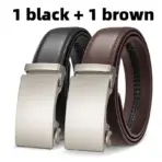 High-End Fashion Business Belt for Men - 3.5cm, Handsome Alloy Automatic Buckle, Durable PU Leather - Image 9