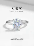 GRA 1.5-2 Carat Brilliant Oval Moissanite Diamond Engagement Wedding Rings for Women 925 Sterling Silver Fine Jewelry