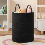 Large Storage Basket Tall Woven Decorative Laundry Hamper With Handles Foldable Cotton Rope for Clothes Kids Toys Living Room - Image 9