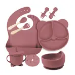 Food Grade Silicone Child Dish Set Baby Feeding Bowl Suction Plate Straw Cup Wooden Spoon Fork for Kids Tableware Toddler Dishes - Image 7