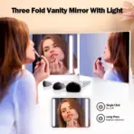 LED Mirror  Trifold Self Haircut Mirror With Light Adjustable Height 3 Way Self Haircut Mirror Hd Glass 3 Way Mirror LED Lights - Image 7